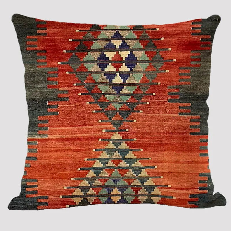 Bohemian Patterns Linen Cushions Case Multicolors Abstract Ethnic Geometry Print Decorative Pillows Case Living Room Sofa Pillow - Slobuy