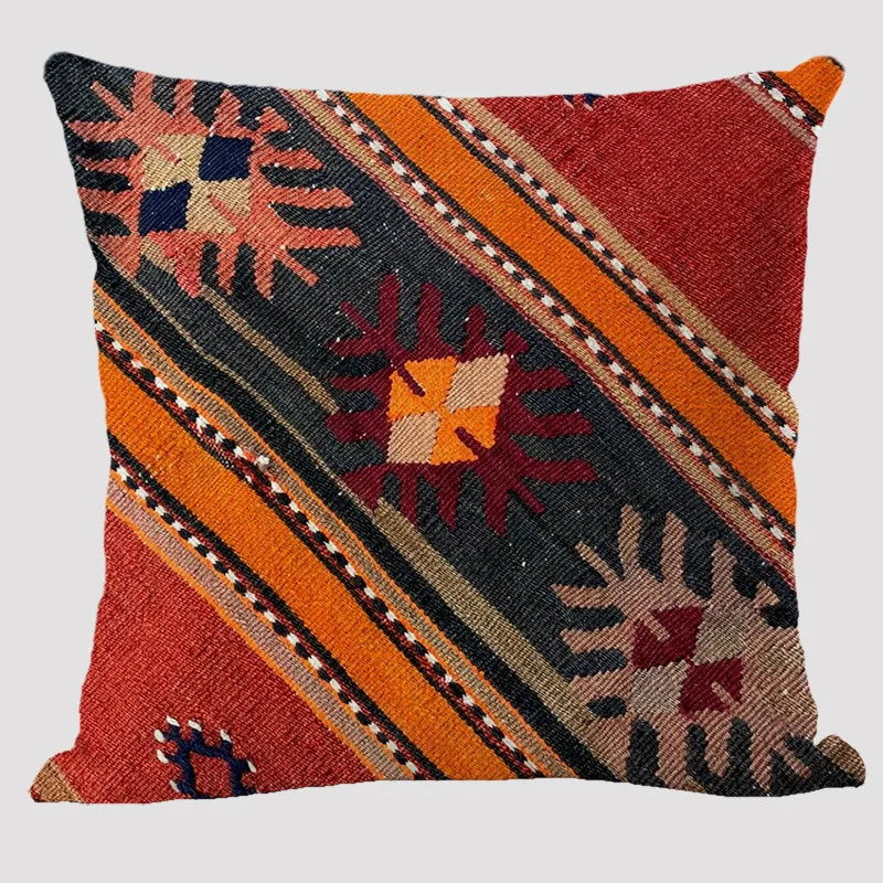 Bohemian Patterns Linen Cushions Case Multicolors Abstract Ethnic Geometry Print Decorative Pillows Case Living Room Sofa Pillow - Slobuy
