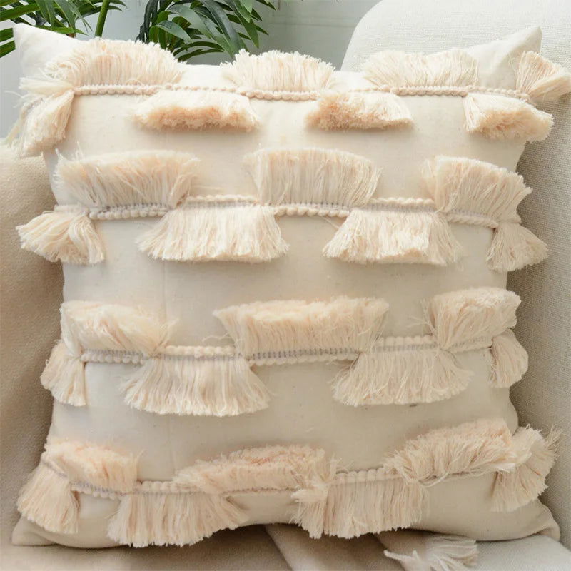 Boho Decorative Throw Pillow Covers With Tassel For Couch Bed Sofa Morocos Lumbar Tufted Pillowcase 45X45 Home Decor Cojines - Slobuy