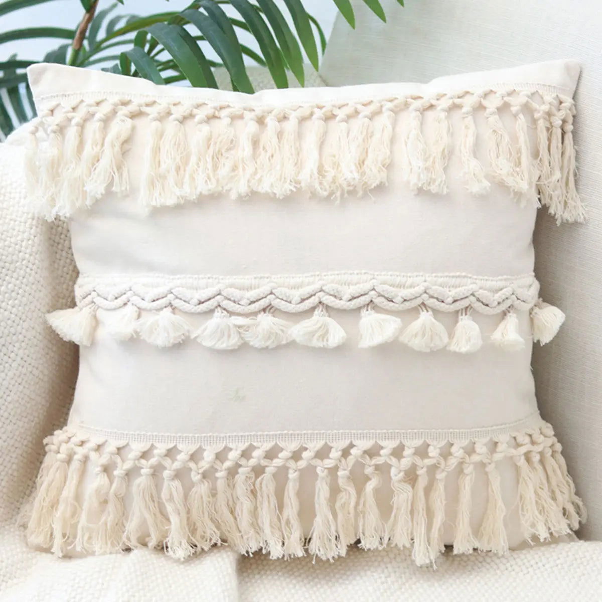 Boho Decorative Throw Pillow Covers With Tassel For Couch Bed Sofa Morocos Lumbar Tufted Pillowcase 45X45 Home Decor Cojines - Slobuy