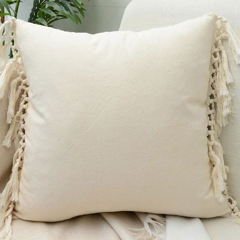 Boho Decorative Throw Pillow Covers With Tassel For Couch Bed Sofa Morocos Lumbar Tufted Pillowcase 45X45 Home Decor Cojines - Slobuy