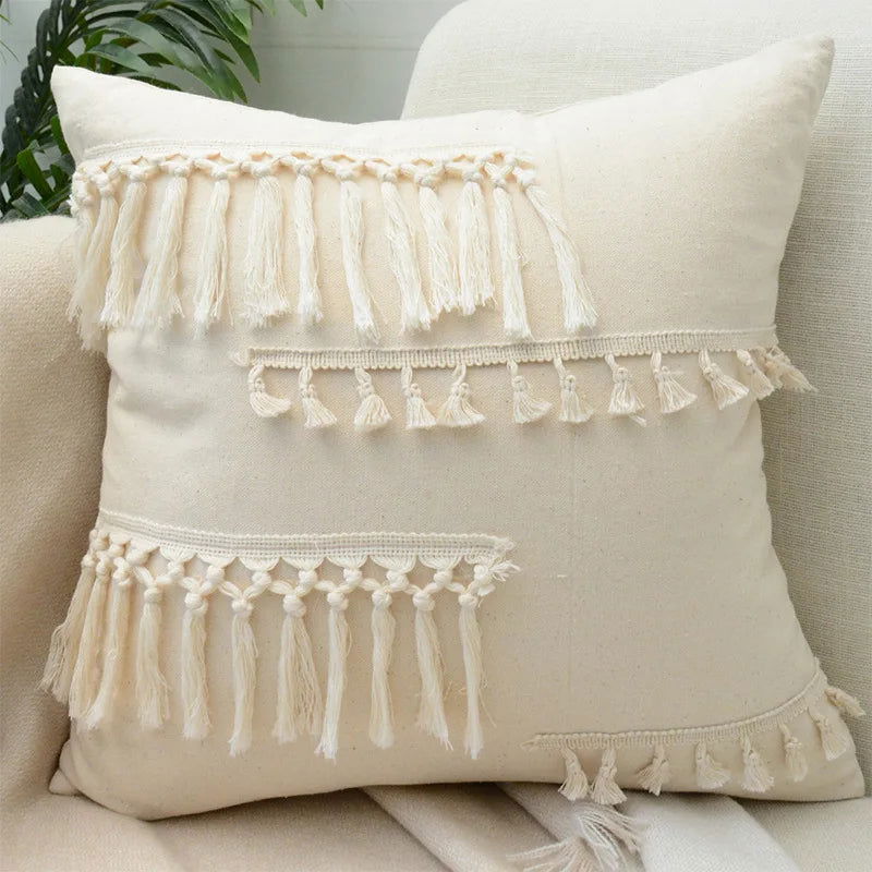 Boho Decorative Throw Pillow Covers With Tassel For Couch Bed Sofa Morocos Lumbar Tufted Pillowcase 45X45 Home Decor Cojines - Slobuy