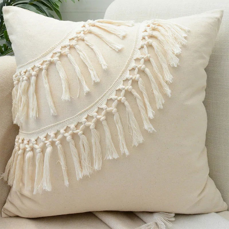 Boho Decorative Throw Pillow Covers With Tassel For Couch Bed Sofa Morocos Lumbar Tufted Pillowcase 45X45 Home Decor Cojines - Slobuy