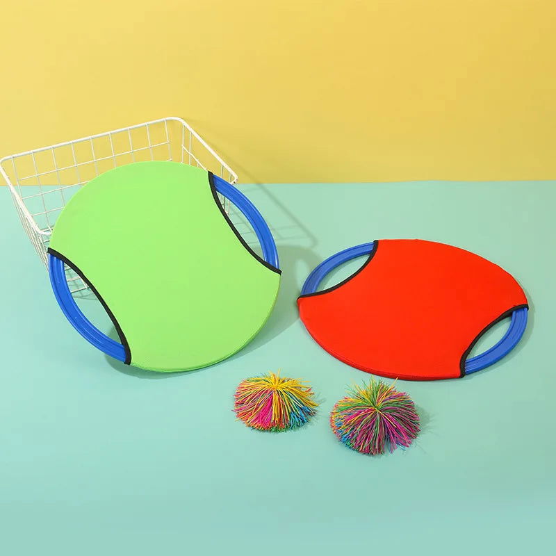 Bouncing Circle Throwing Training Toys Kids Adult Outdoor Interactive Cooperative Games Elastic Paddle Ball Fun Game - Slobuy