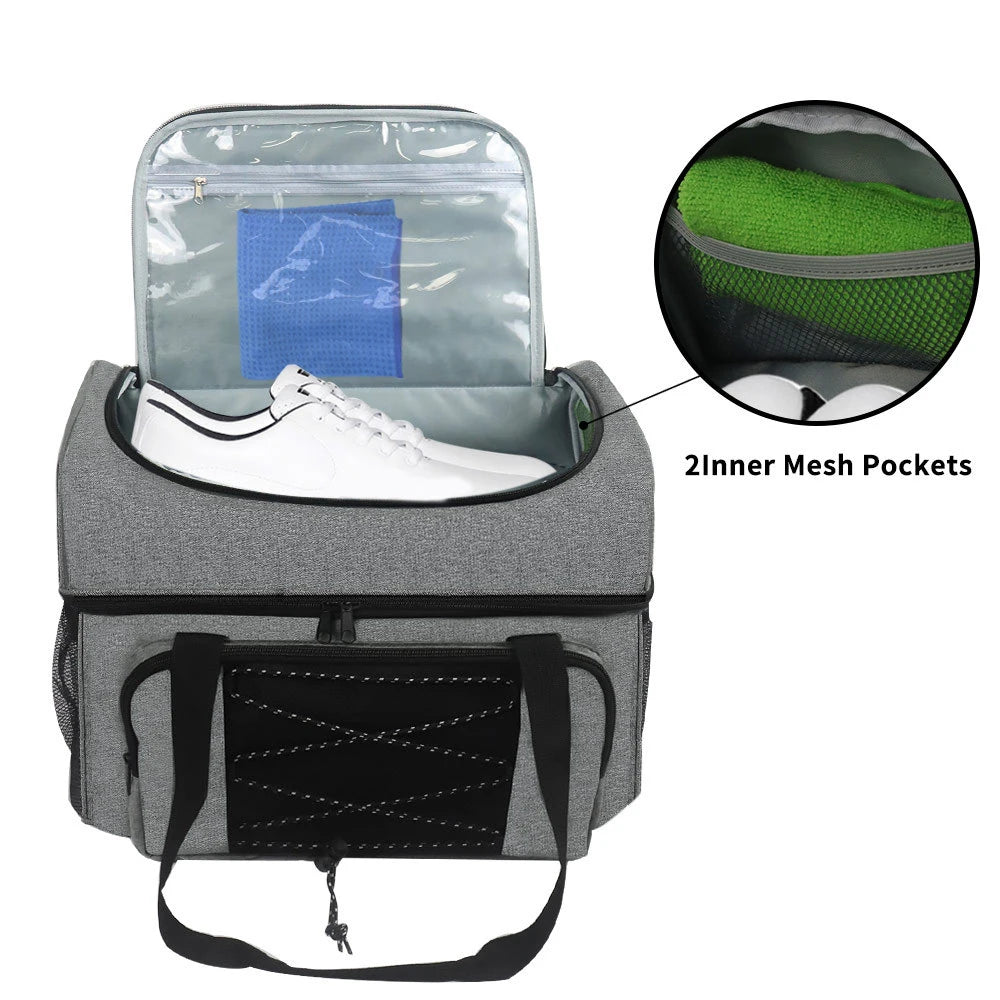Bowling Bag for 2 Balls Portable Bowling Tote Bag with Padded Ball Holder for Double Ball and Pair of Bowling Shoes up to Mens 1 - Slobuy