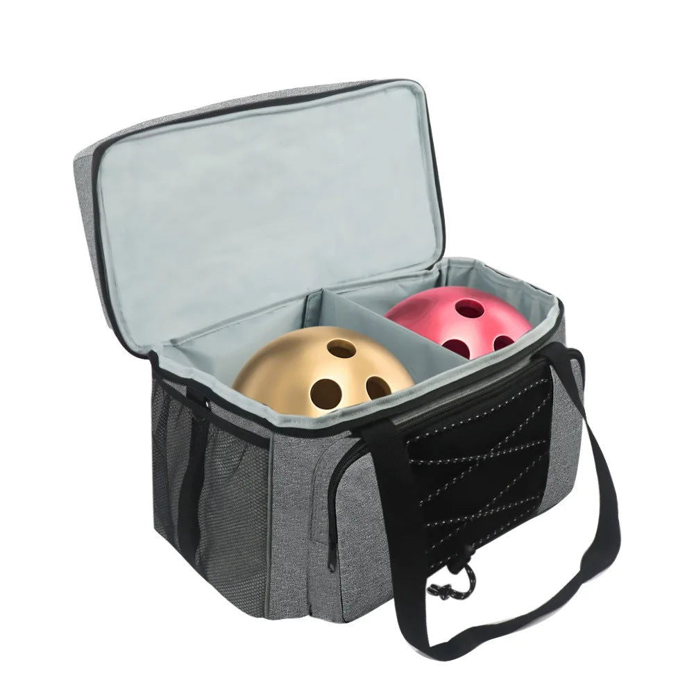 Bowling Bag for 2 Balls Portable Bowling Tote Bag with Padded Ball Holder for Double Ball and Pair of Bowling Shoes up to Mens 1 - Slobuy