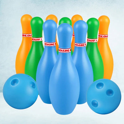 Bowling Set Sports 18cm Kids Educational Toys Ball And Pins Bowling Toys Plastic Gutterball Funny Bowling (Random Color) - Slobuy