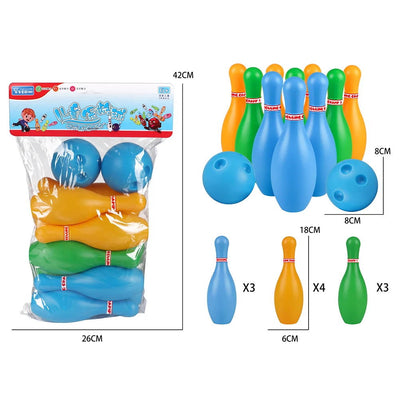 Bowling Set Sports 18cm Kids Educational Toys Ball And Pins Bowling Toys Plastic Gutterball Funny Bowling (Random Color) - Slobuy