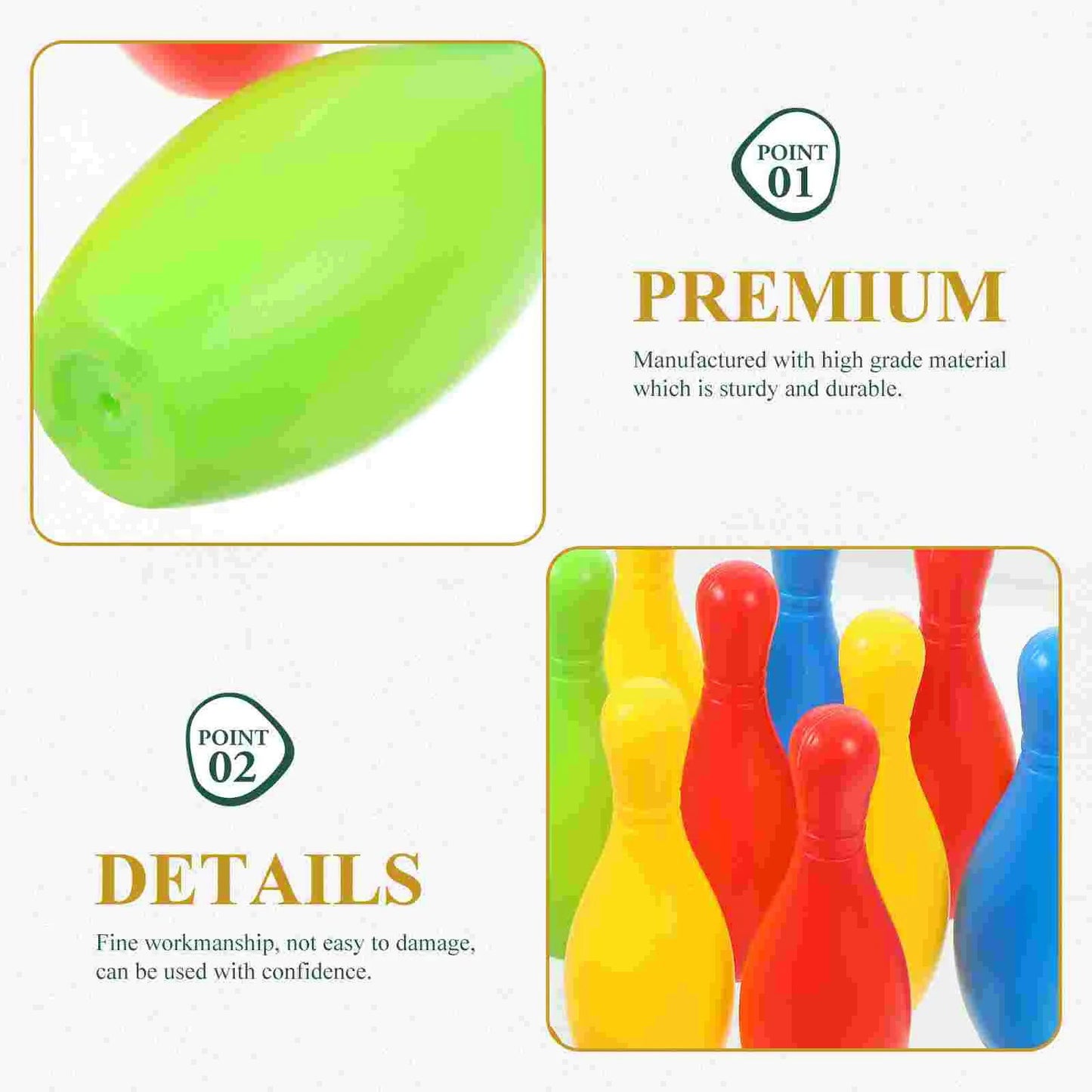 Bowling Set Toys Includes and Balls Indoor and Outdoor Bowling Game for Kids Presents, Family Gathering - Slobuy