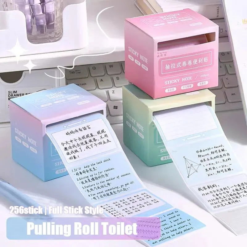 256pcs/Box Pull-out Sticky Notes Fully Adhesive Tearable Sticky Notes Stickers 8 Formats Ideal for Office Student and Home Use! - Slobuy