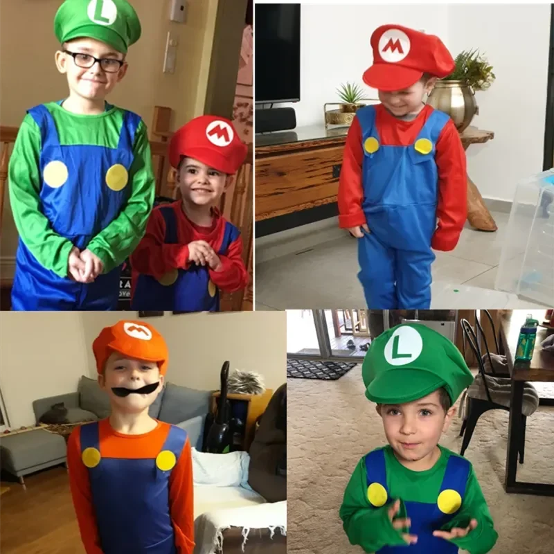 Boy Girl Anime Games Cartoon Cosplay Suit Kids Anime Fantasy Romper Party Halloween Long Sleeve Dress Hat Costume - Slobuy