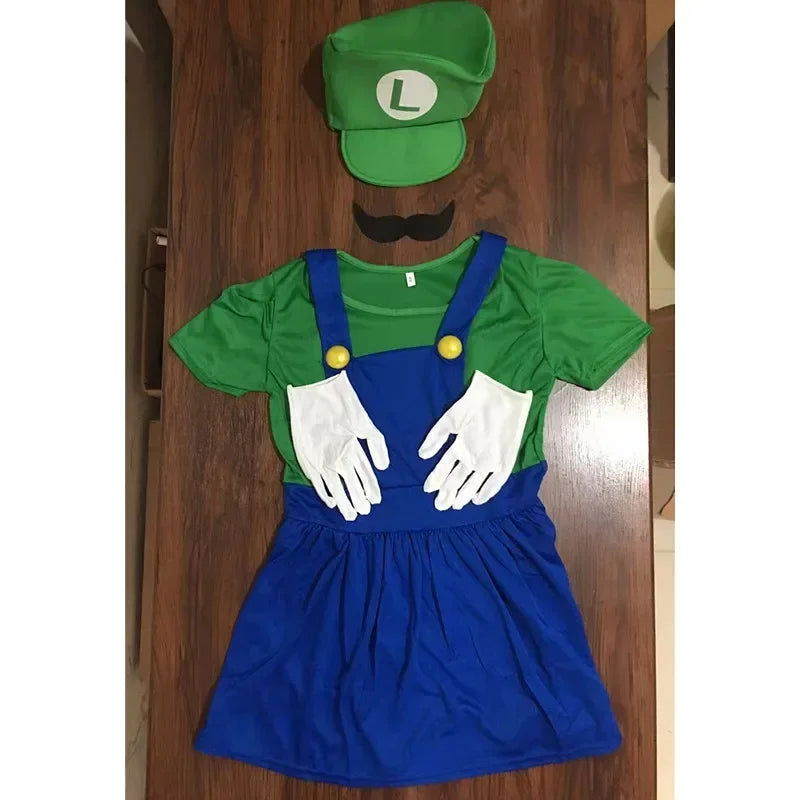 Boy Girl Anime Games Cartoon Cosplay Suit Kids Anime Fantasy Romper Party Halloween Long Sleeve Dress Hat Costume - Slobuy