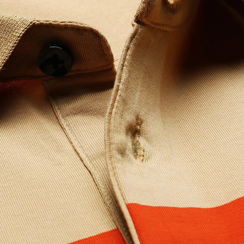 Brand Embroidery Men's Polo Shirts Golf Shirt 2024 Summer Striped Button Clothing Business Male Streetwear Short Sleeved T-shirt - Slobuy