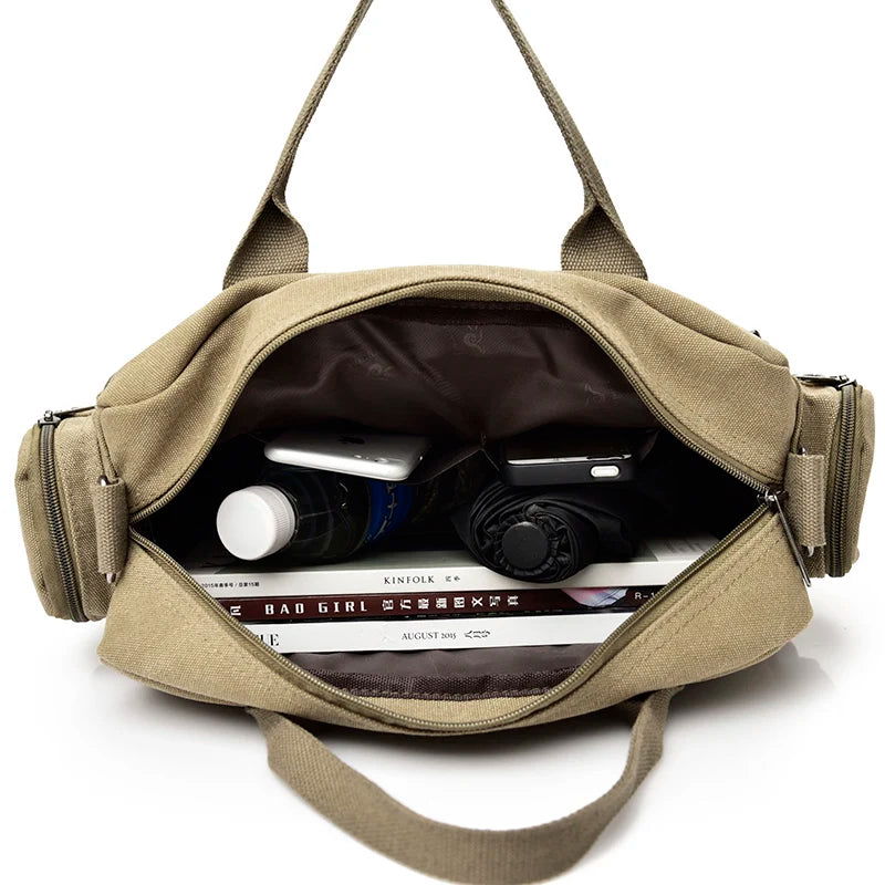 Brand Men Crossbody Bags Male Canvas Shoulder Bags Boy Messenger Bags Man Handbags for Travel Casual Large Satchel Grey - Slobuy