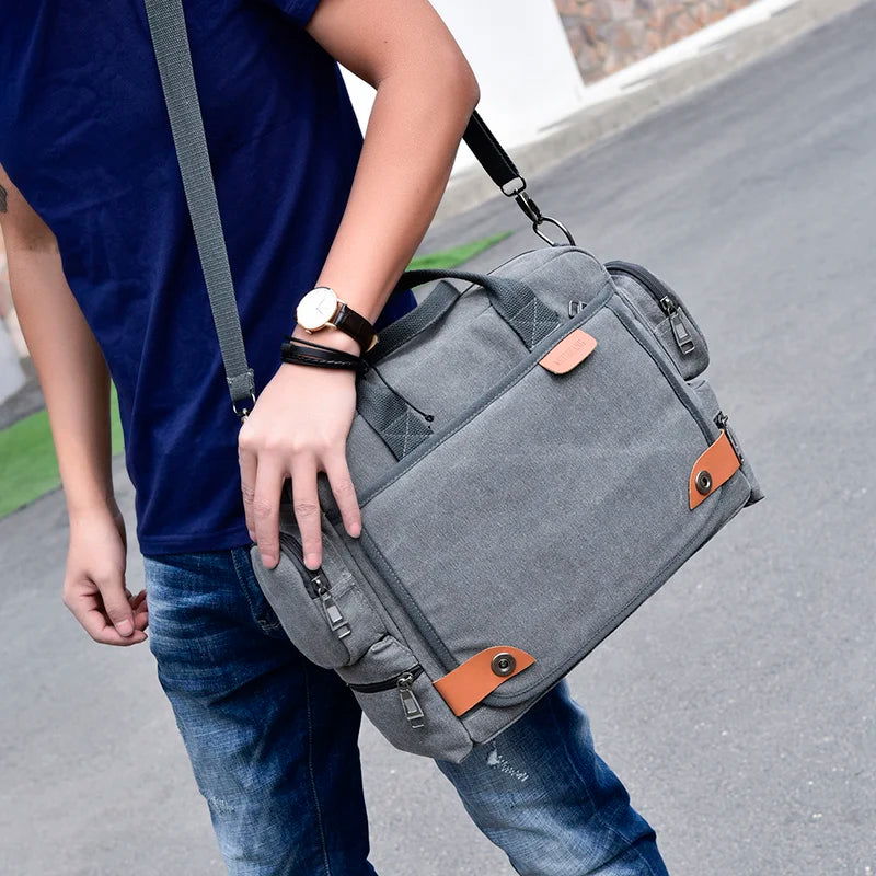 Brand Men Crossbody Bags Male Canvas Shoulder Bags Boy Messenger Bags Man Handbags for Travel Casual Large Satchel Grey - Slobuy
