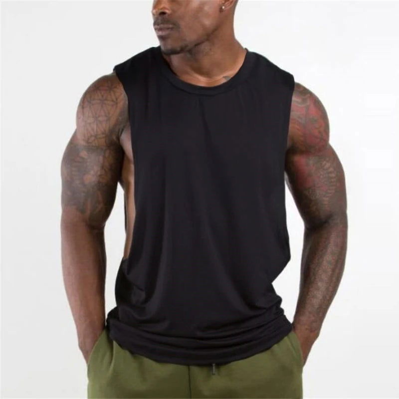 Brand New Plain Tank Top Men Gyms Stringer Sleeveless Shirt Open Sides Blank Fitness Clothing Cotton Sportwear Muscle Vest - Slobuy