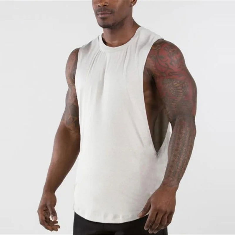 Brand New Plain Tank Top Men Gyms Stringer Sleeveless Shirt Open Sides Blank Fitness Clothing Cotton Sportwear Muscle Vest - Slobuy