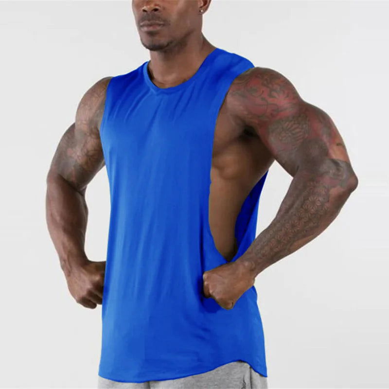 Brand New Plain Tank Top Men Gyms Stringer Sleeveless Shirt Open Sides Blank Fitness Clothing Cotton Sportwear Muscle Vest - Slobuy