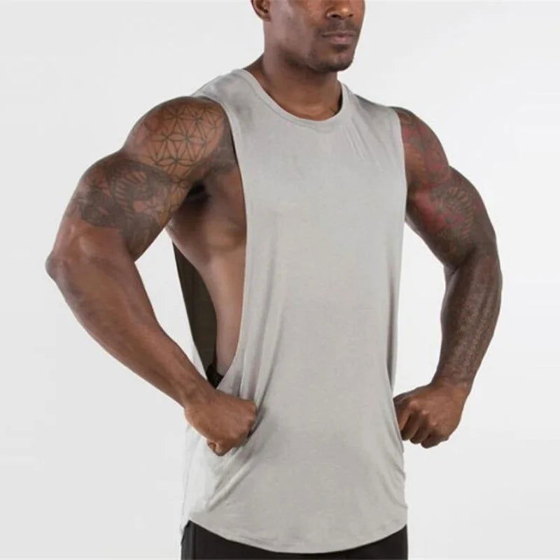 Brand New Plain Tank Top Men Gyms Stringer Sleeveless Shirt Open Sides Blank Fitness Clothing Cotton Sportwear Muscle Vest - Slobuy