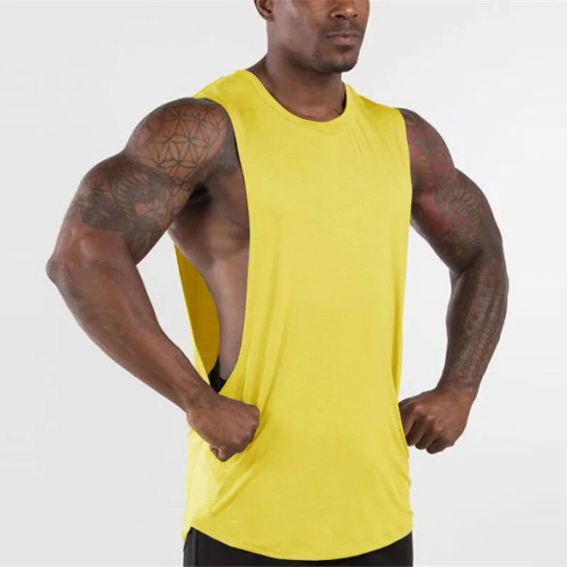Brand New Plain Tank Top Men Gyms Stringer Sleeveless Shirt Open Sides Blank Fitness Clothing Cotton Sportwear Muscle Vest - Slobuy