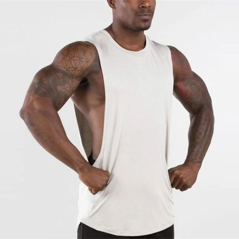 Brand New Plain Tank Top Men Gyms Stringer Sleeveless Shirt Open Sides Blank Fitness Clothing Cotton Sportwear Muscle Vest - Slobuy