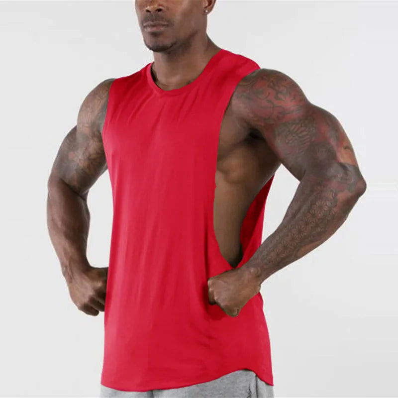 Brand New Plain Tank Top Men Gyms Stringer Sleeveless Shirt Open Sides Blank Fitness Clothing Cotton Sportwear Muscle Vest - Slobuy