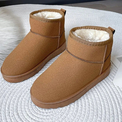 Brand Women's Shoes Australian Boots Winter Footwear Round Toe Flat Heel Boots-Women Fashion Snow Low 2023  Ladies Ankle Cotton - Slobuy