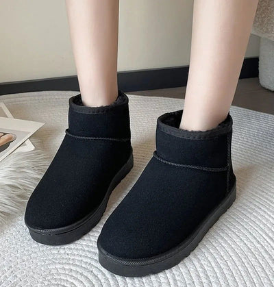 Brand Women's Shoes Australian Boots Winter Footwear Round Toe Flat Heel Boots-Women Fashion Snow Low 2023  Ladies Ankle Cotton - Slobuy