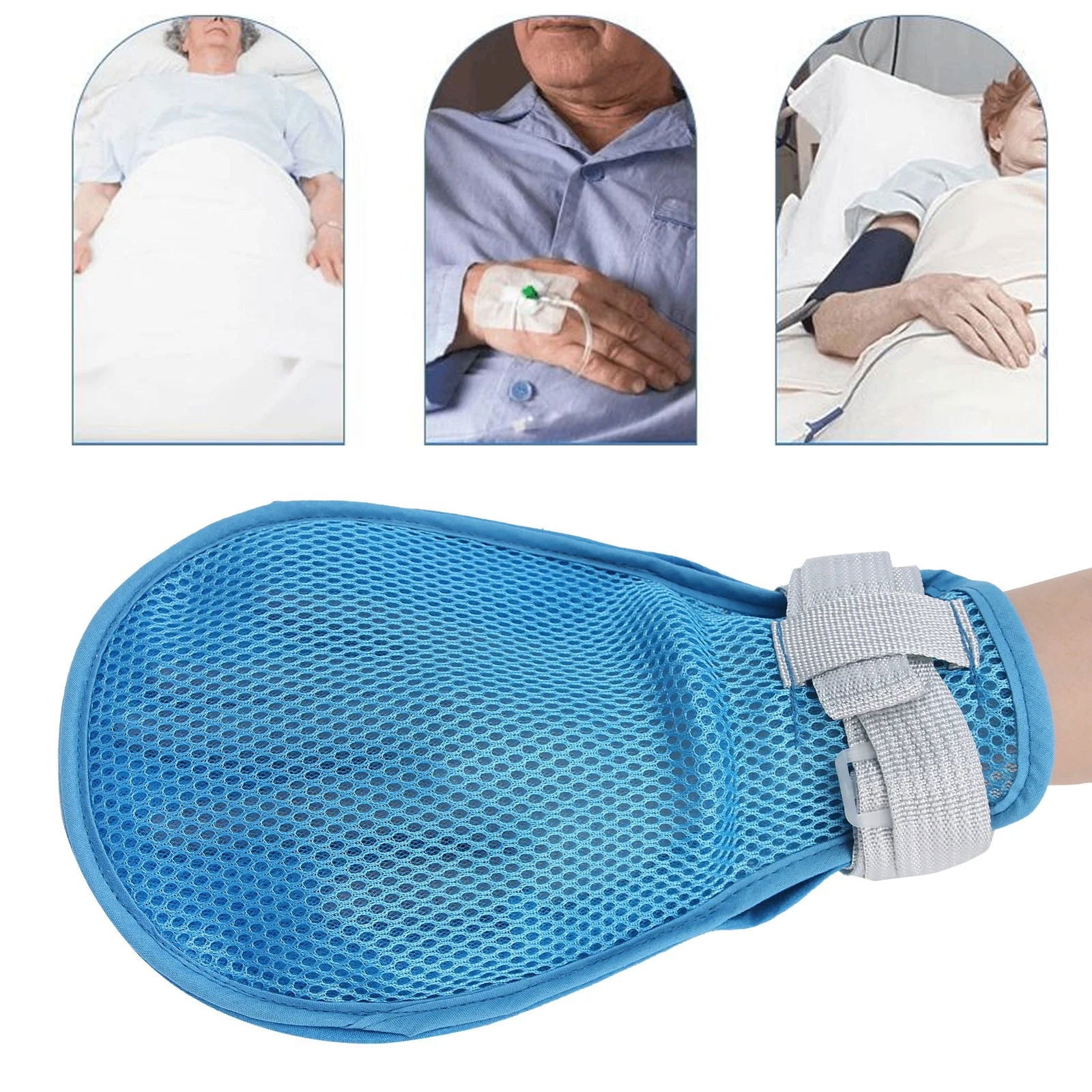 Breathable Self Injury Prevention Hand Fixed Restraint Glove Patient Safety Hand Control Gloves Adjustable for Elderly Disabled - Slobuy