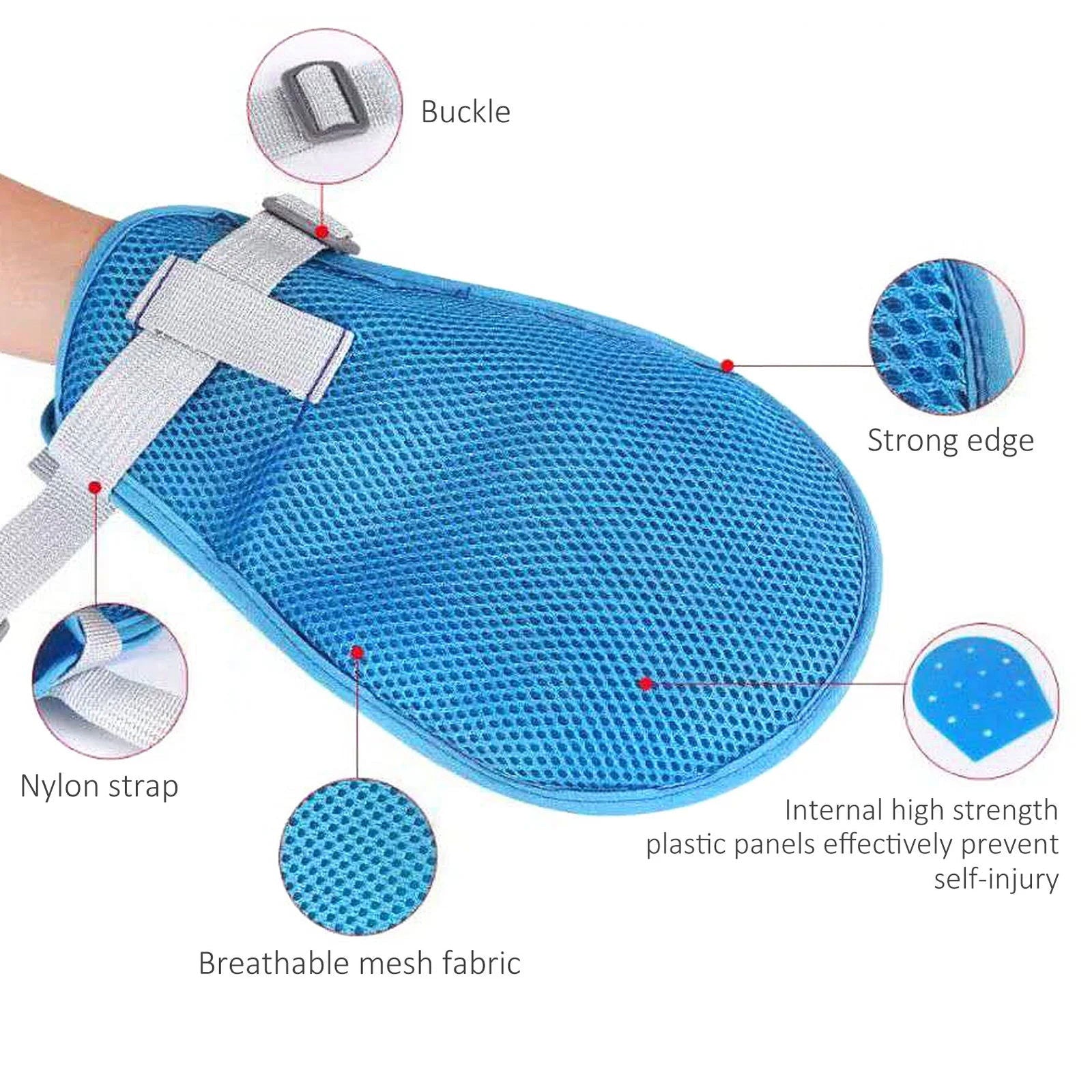 Breathable Self Injury Prevention Hand Fixed Restraint Glove Patient Safety Hand Control Gloves Adjustable for Elderly Disabled - Slobuy