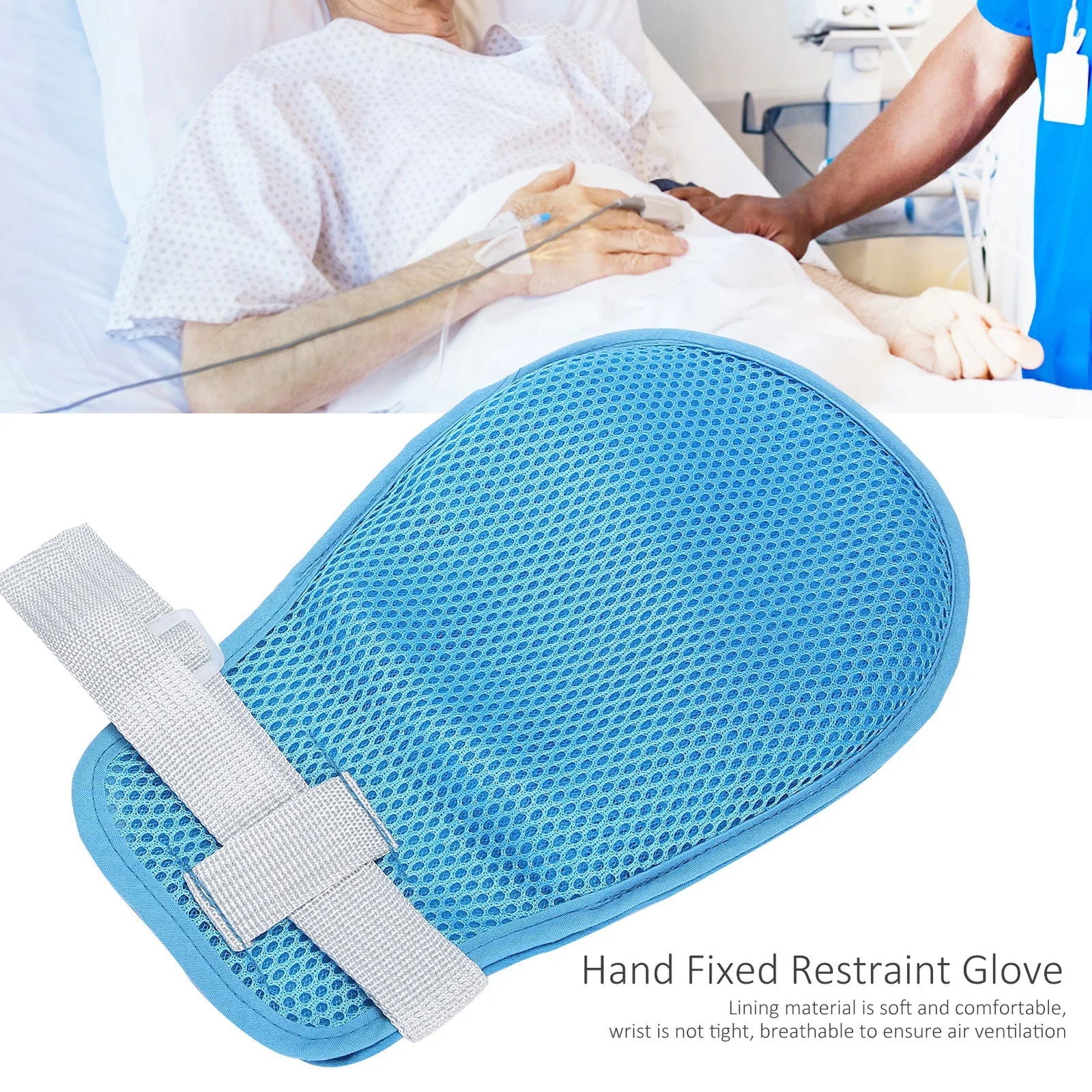 Breathable Self Injury Prevention Hand Fixed Restraint Glove Patient Safety Hand Control Gloves Adjustable for Elderly Disabled - Slobuy