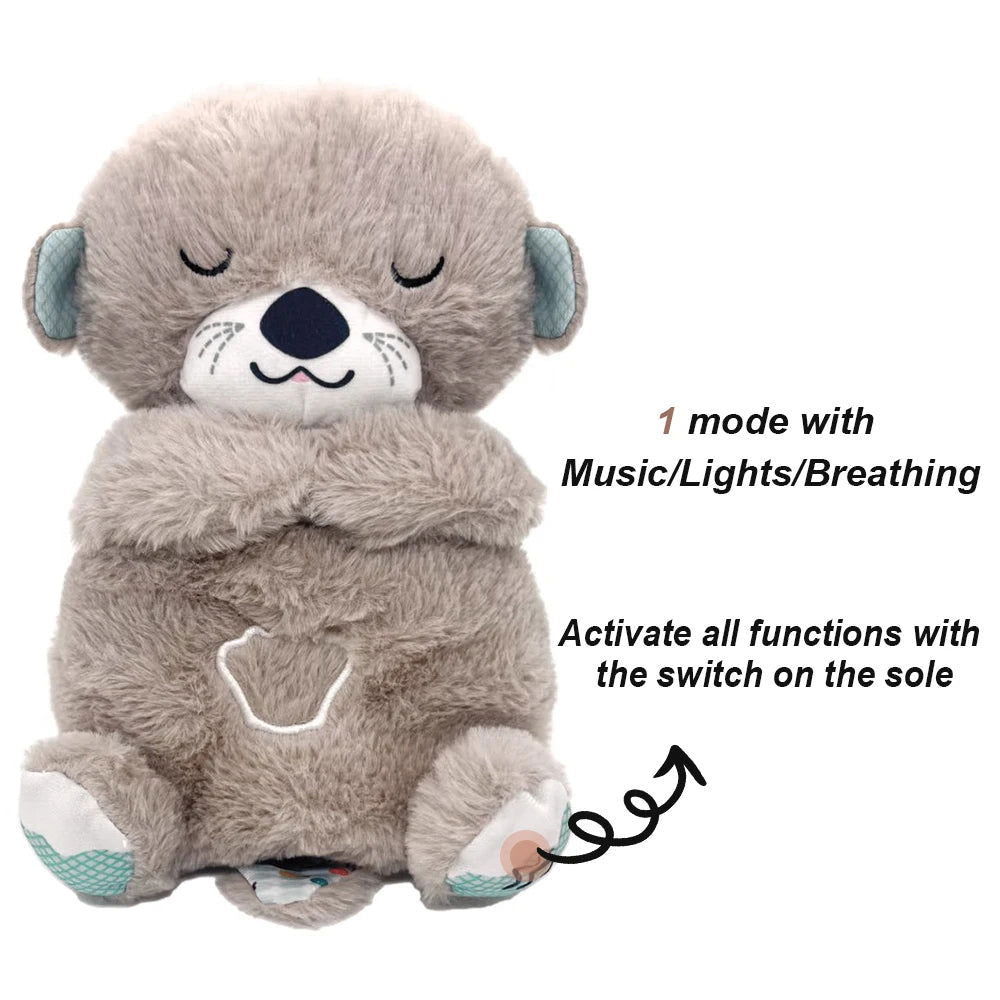 Breathing Bear Baby Soothing Otter Plush Doll Toy Baby Kids Soothing Music Baby Sleeping Companion Sound and Light Doll Toy Gift - Slobuy