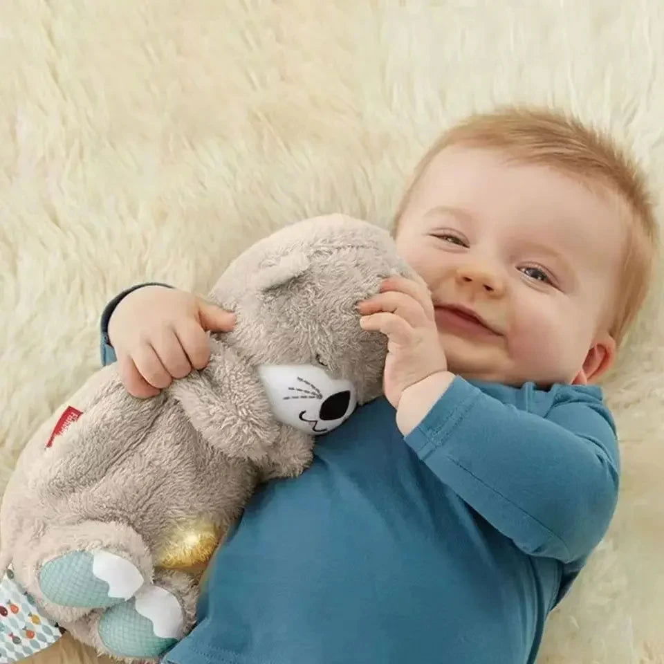 Breathing Bear Baby Soothing Otter Plush Doll Toy Baby Kids Soothing Music Baby Sleeping Companion Sound and Light Doll Toy Gift - Slobuy