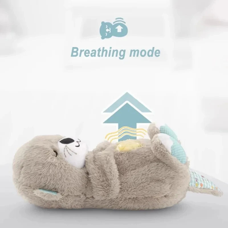 Breathing Bear Baby Soothing Otter Plush Doll Toy Baby Kids Soothing Music Baby Sleeping Companion Sound and Light Doll Toy Gift - Slobuy