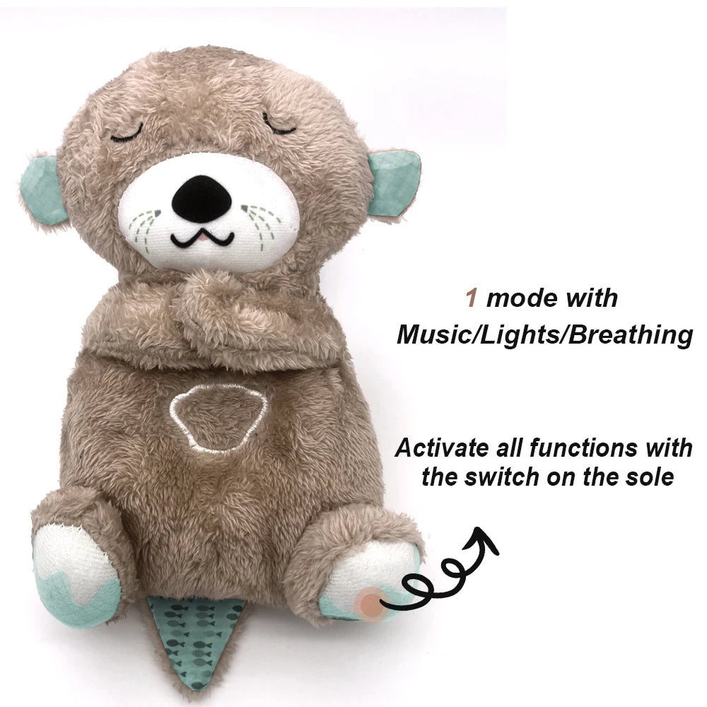 Breathing Bear Baby Soothing Otter Plush Doll Toy Baby Kids Soothing Music Baby Sleeping Companion Sound and Light Doll Toy Gift - Slobuy