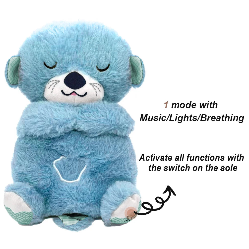Breathing Bear Baby Soothing Otter Plush Doll Toy Baby Kids Soothing Music Baby Sleeping Companion Sound and Light Doll Toy Gift - Slobuy