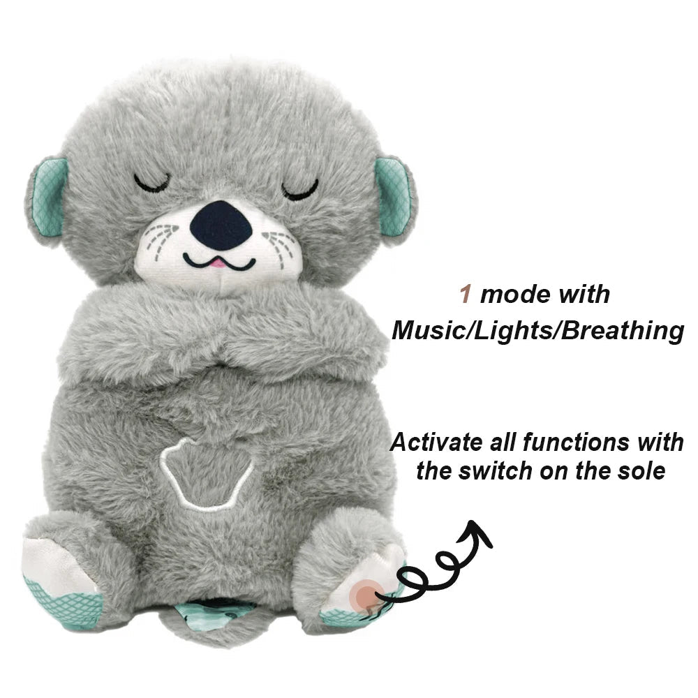 Breathing Bear Baby Soothing Otter Plush Doll Toy Baby Kids Soothing Music Baby Sleeping Companion Sound and Light Doll Toy Gift - Slobuy