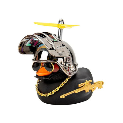 Broken Wind Rubber Duck Motor Accessories Yellow Duck with Helmet Auto Car Accessories Duck In The Car Car Interior Decoration - Slobuy