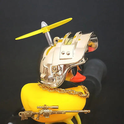 Broken Wind Rubber Duck Motor Accessories Yellow Duck with Helmet Auto Car Accessories Duck In The Car Car Interior Decoration - Slobuy