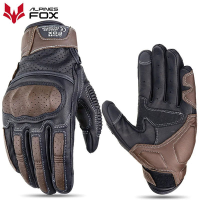 Brown Vintage Leather Motorcycle Gloves Men CE Certification Motorbike Riding Touch Screen Motocross Moto Racing Biker Glove XXL - Slobuy