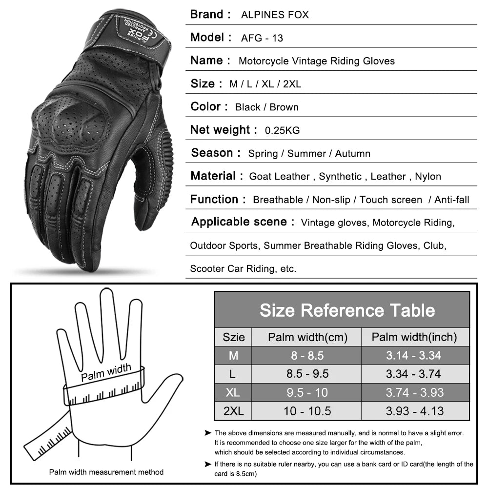 Brown Vintage Leather Motorcycle Gloves Men CE Certification Motorbike Riding Touch Screen Motocross Moto Racing Biker Glove XXL - Slobuy