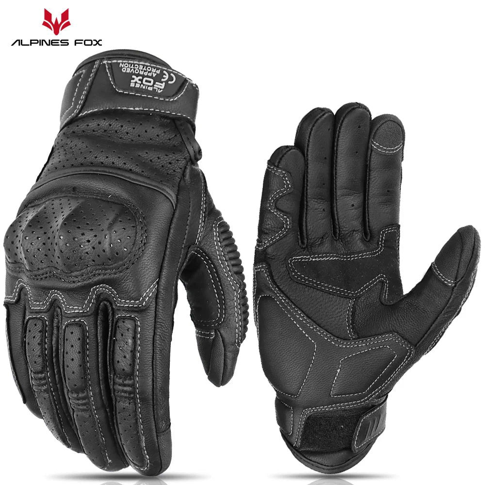 Brown Vintage Leather Motorcycle Gloves Men CE Certification Motorbike Riding Touch Screen Motocross Moto Racing Biker Glove XXL - Slobuy