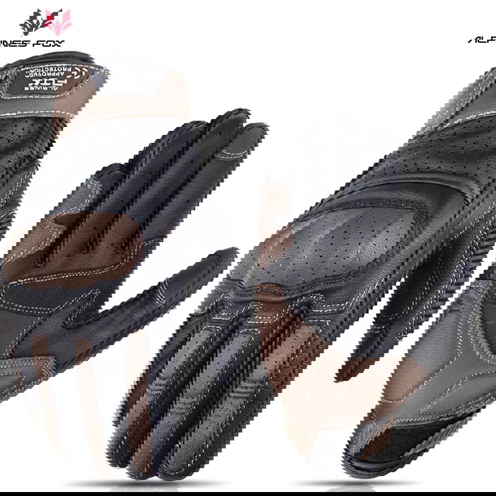 Brown Vintage Leather Motorcycle Gloves Men CE Certification Motorbike Riding Touch Screen Motocross Moto Racing Biker Glove XXL - Slobuy