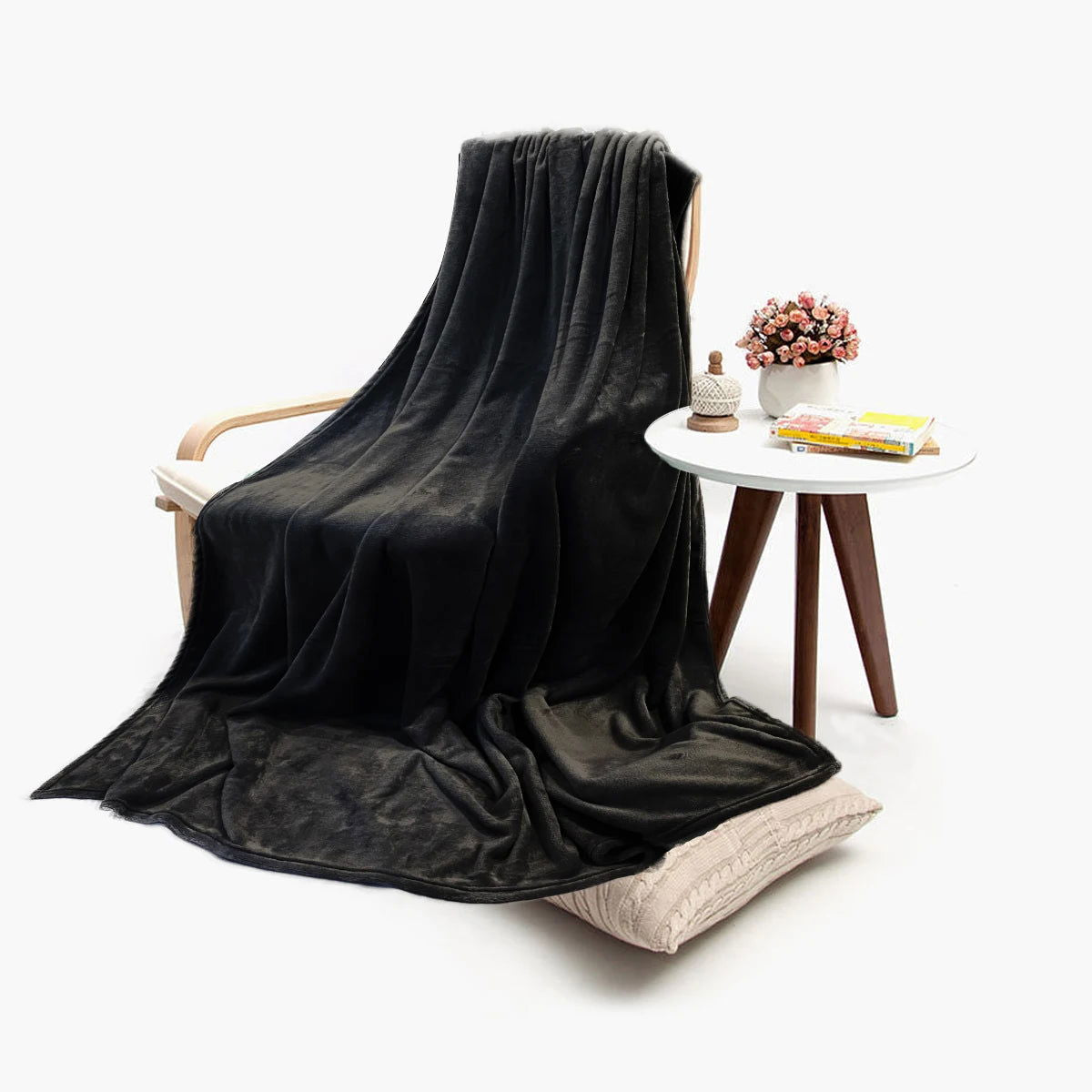 Bucephalus Flannel Throw Blankets, Fuzzy Super Soft Comfy and Cozy Luxury Flannel Throw Blankets for Couch Sofa,Black Gray Khaki - Slobuy