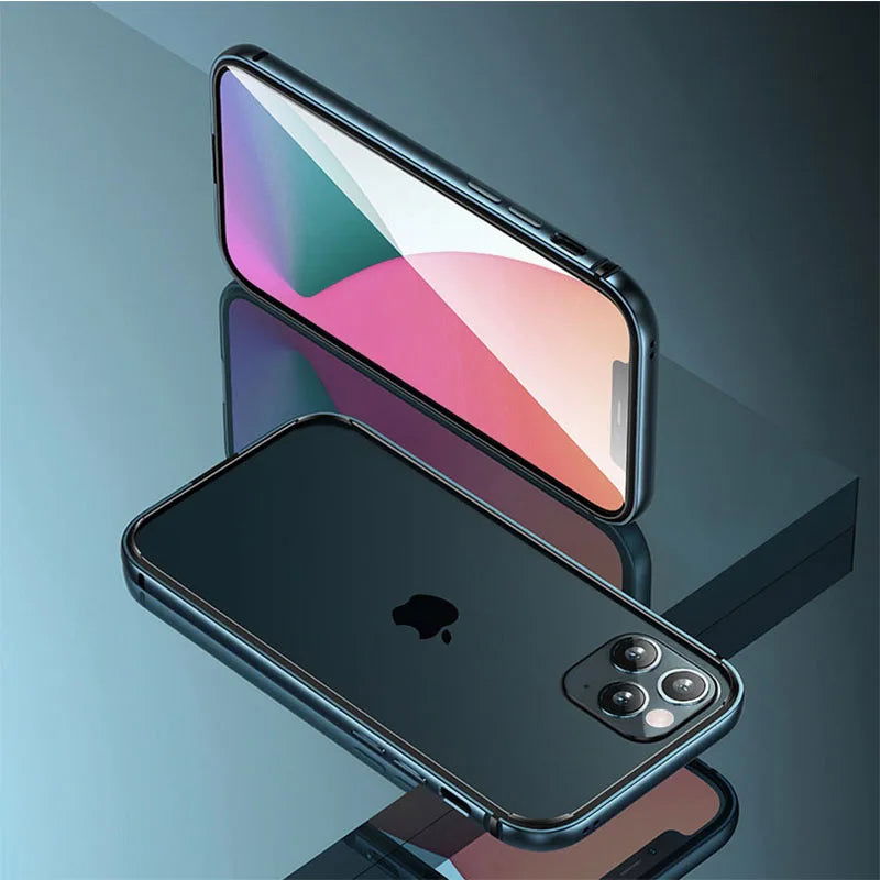 Bumper Case For iPhone 15 14 Plus 13 12 Mini 11 Pro Max 12Pro 11Pro 14pro XR Luxury Aluminum Metal Phone Blue Black Accessories - Slobuy