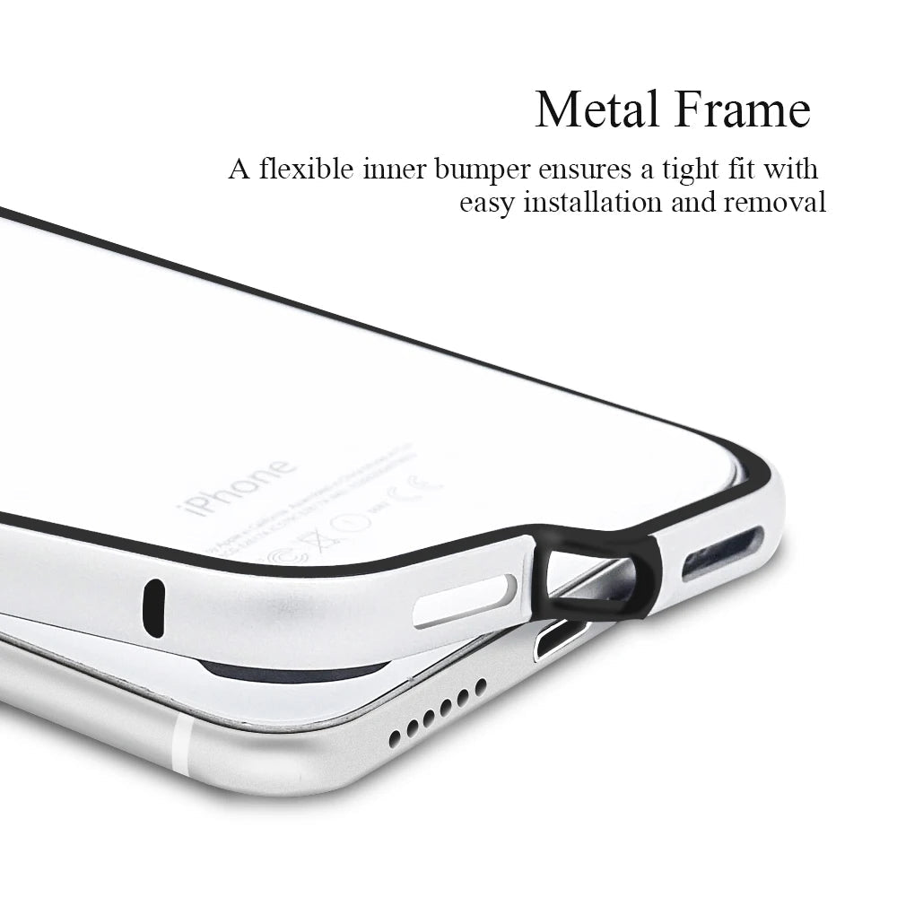 Bumper Case For iPhone 15 14 Plus 13 12 Mini 11 Pro Max 12Pro 11Pro 14pro XR Luxury Aluminum Metal Phone Blue Black Accessories - Slobuy