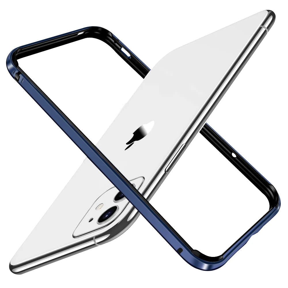 Bumper Case For iPhone 15 14 Plus 13 12 Mini 11 Pro Max 12Pro 11Pro 14pro XR Luxury Aluminum Metal Phone Blue Black Accessories - Slobuy