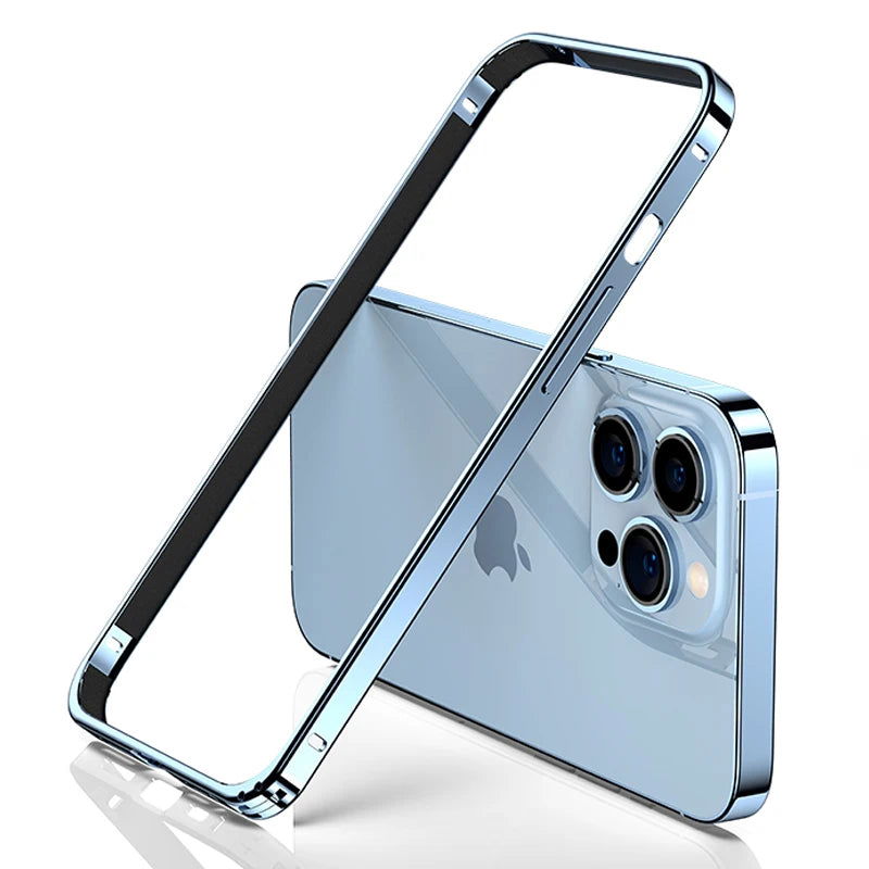 Bumper Case For iPhone 15 14 Plus 13 12 Mini 11 Pro Max 12Pro 11Pro 14pro XR Luxury Aluminum Metal Phone Blue Black Accessories - Slobuy