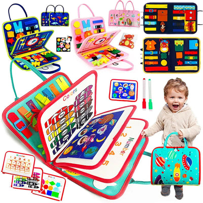 Busy Board Montessori Toys for Toddlers Sensory Toy Preschool Learning Educational Travel Activities For Boys Fine Motor Skills - Slobuy