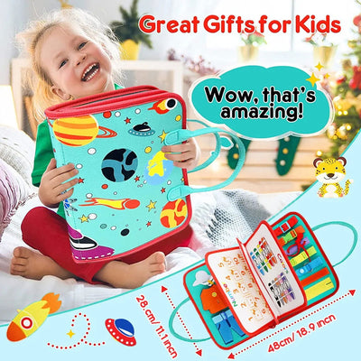 Busy Board Montessori Toys for Toddlers Sensory Toy Preschool Learning Educational Travel Activities For Boys Fine Motor Skills - Slobuy